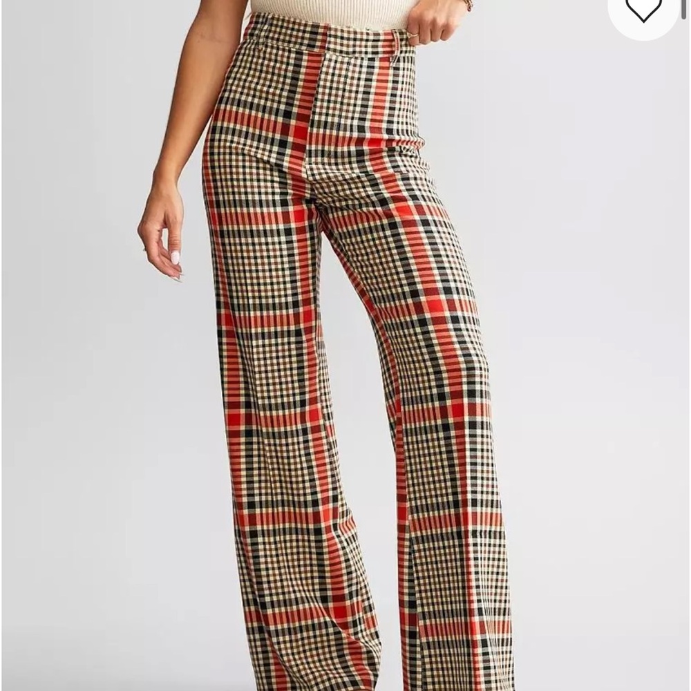 Plaid High-Waisted Women's Pants